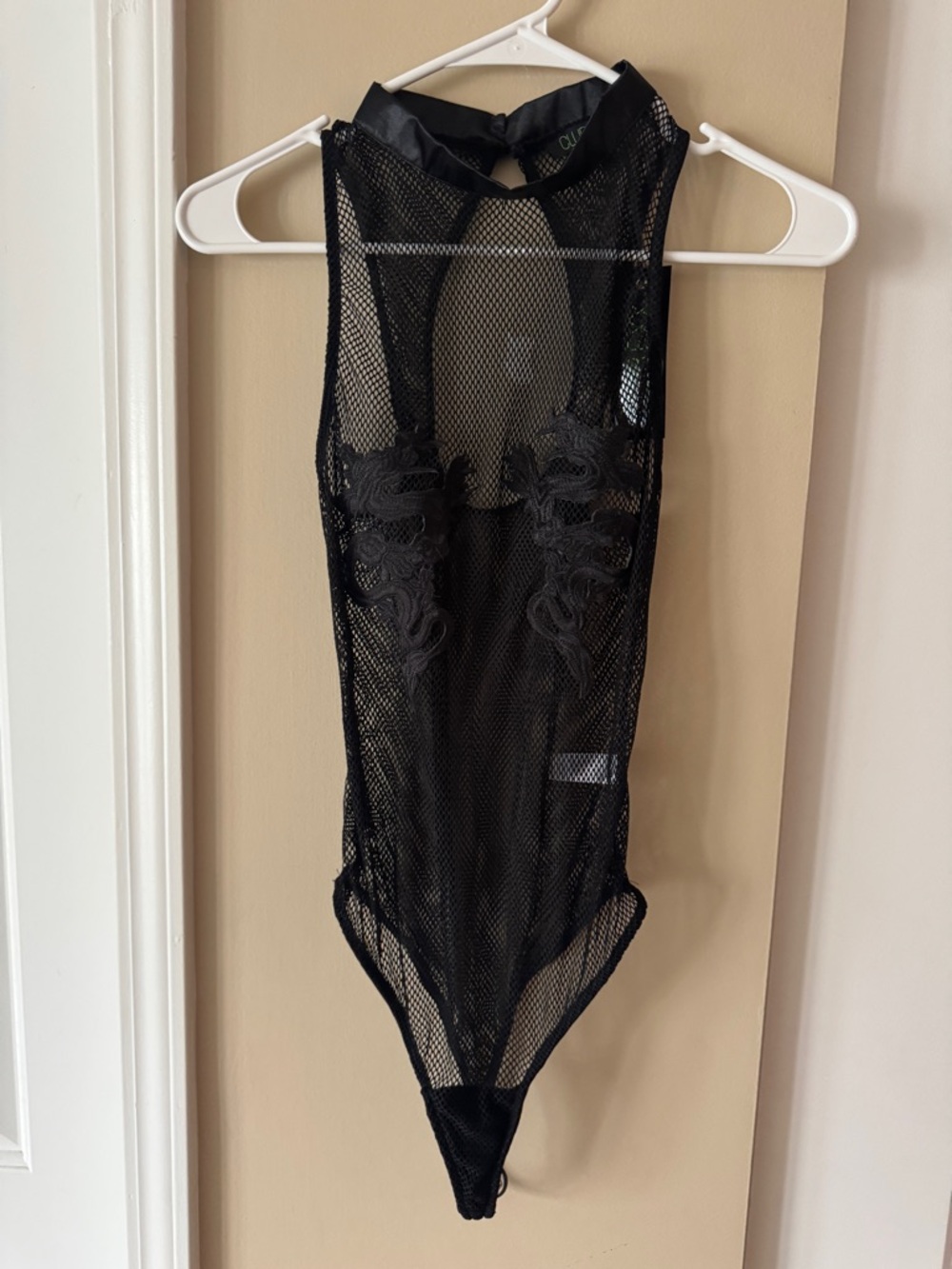 Black Mesh Lace Bodysuit